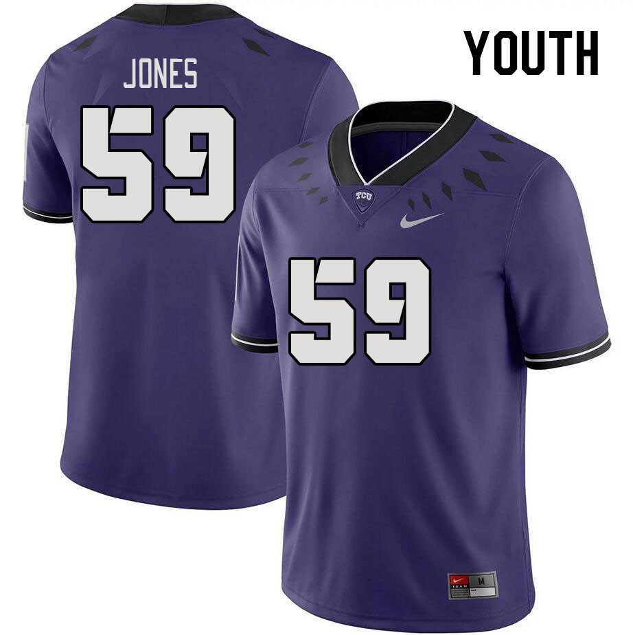 Youth #59 Blake Jones TCU Horned Frogs 2023 College Footbal Jerseys Stitched-Purple